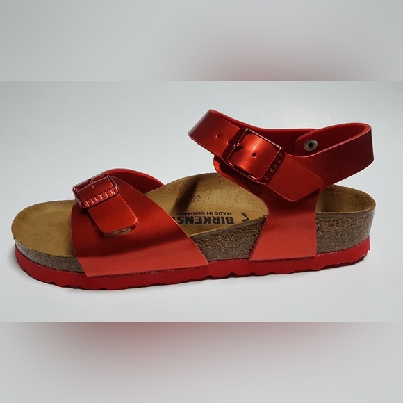 Birkenstock Other - BIRKENSTOCK RIO KIDS SOFT METALLIC RED SANDALS 26 EU 8 US